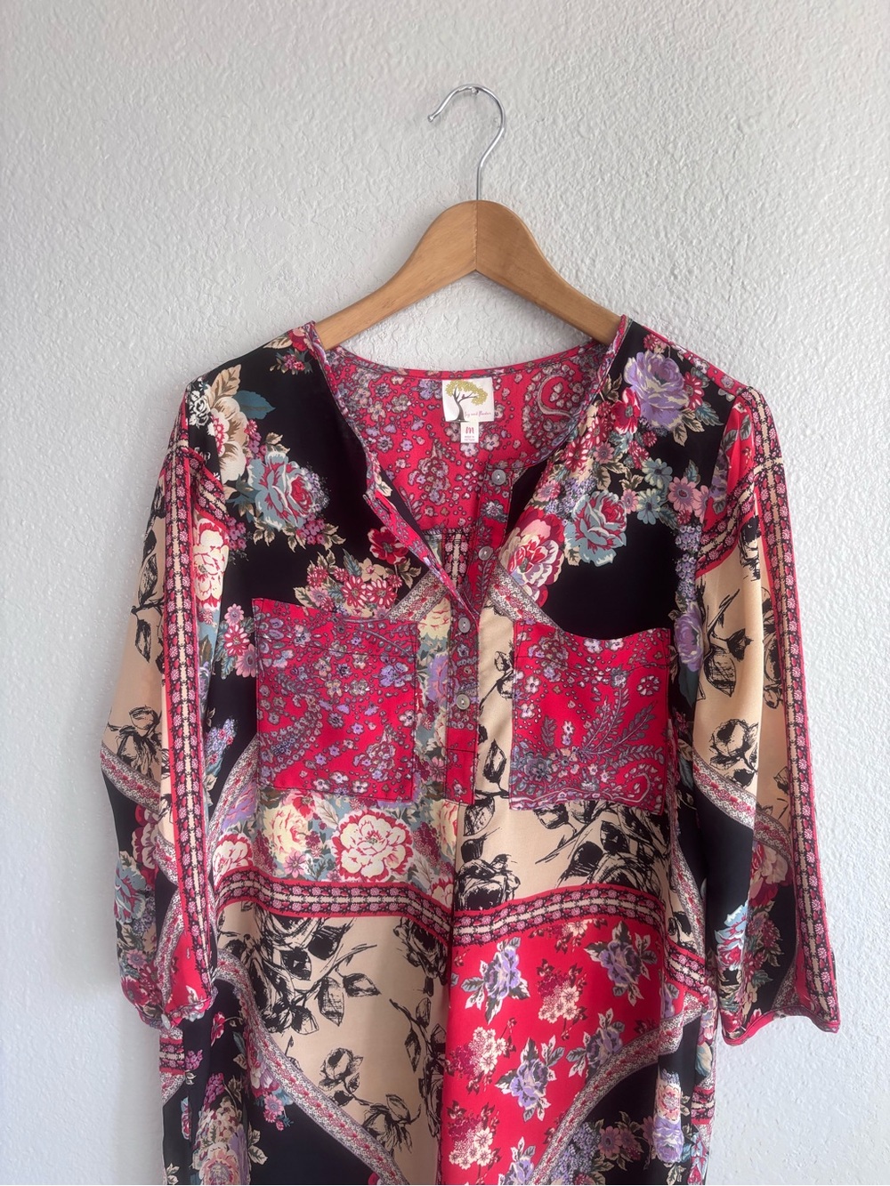 Anthro fig and flower Boho Floral Paisley Patchwork Tunic Dress Size M - Picture 5 of 7